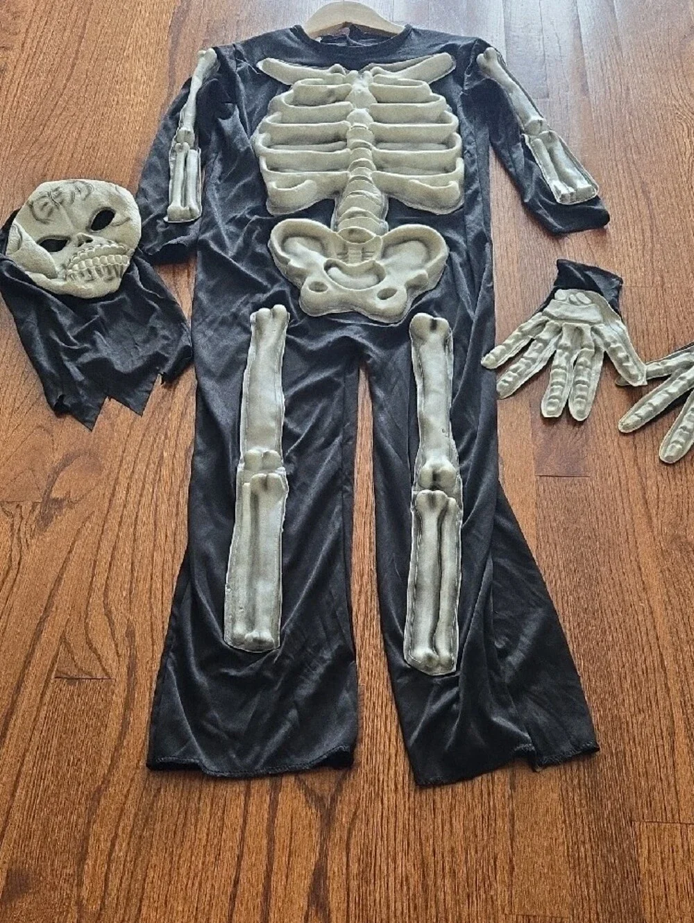 Forum Size Large Kids Black Skeleton Costume with Mask and Gloves
